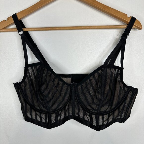 torrid Other - Torrid Curve  Sheer Stripe Balconette Bra  Black Nude  Size 0R (12)